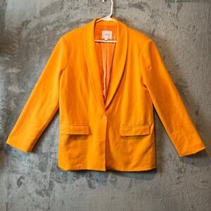 Grey Lab Bright Orange Blazer Bold Statement Piece Power Suit Minimalist Chic XL